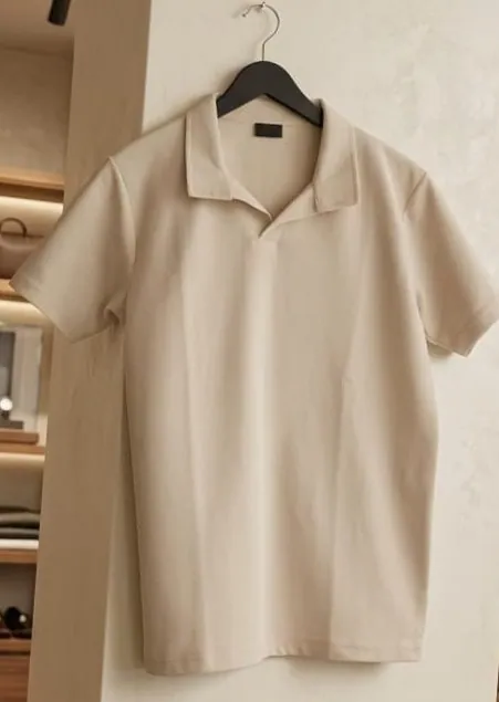 Breathable Polo T-Shirt – Beige
