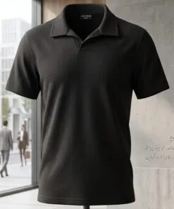 Breathable Polo T-Shirt – Jet Black